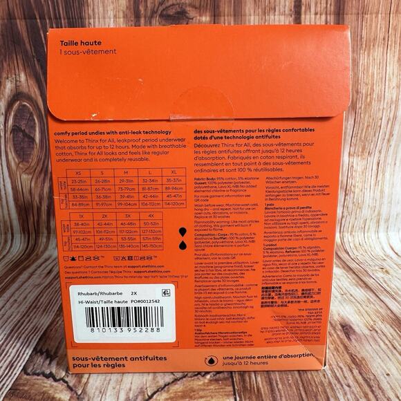 Thinx for All Size 2X Rhubarb Red Hi Waist Leakproof Period Underwear Panties - Picture 3 of 4